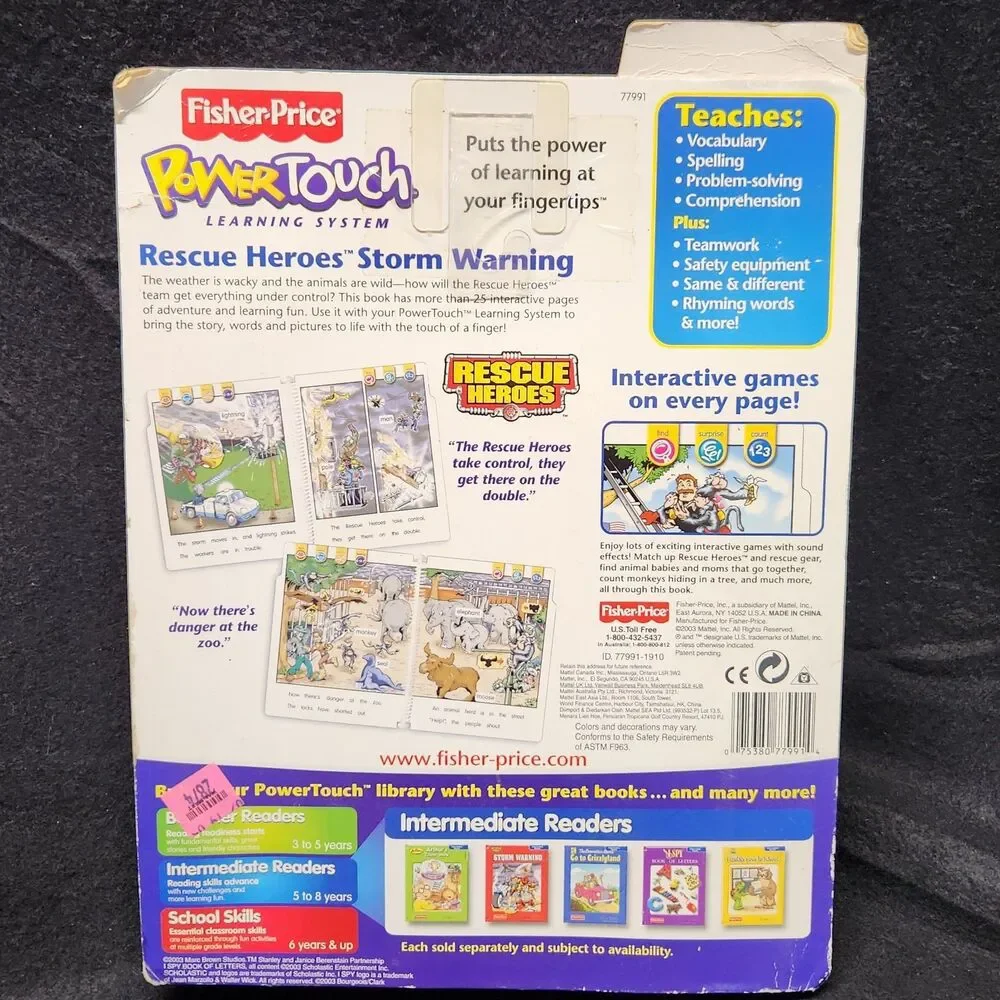 2003 Fisher Price PowerTouch Rescue Heroes STORM WARNING Book & Cartridge NEW